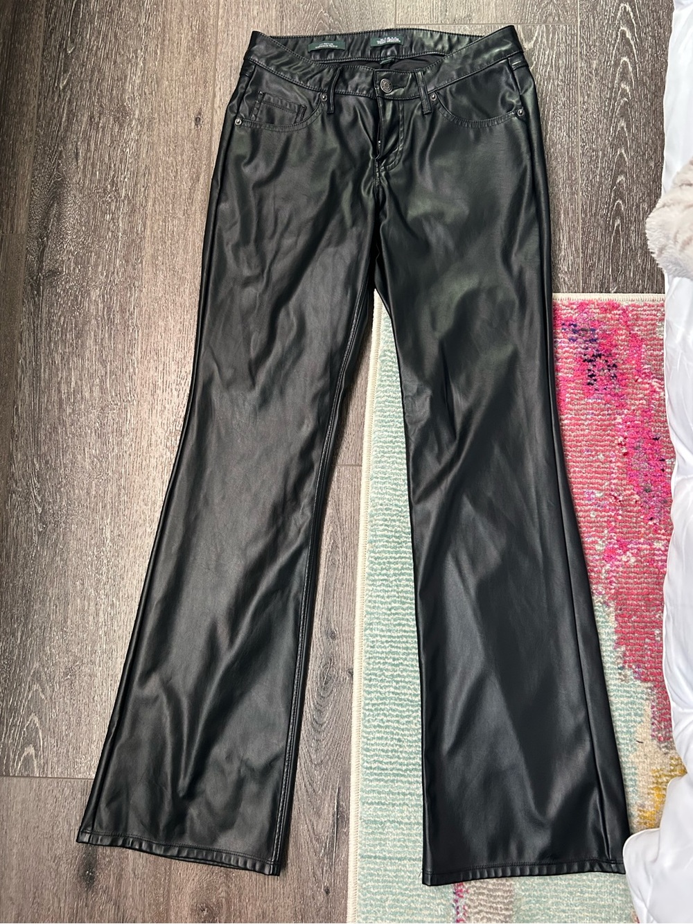 Wild Fable Black Faux Leather Low Rise Flare Pants